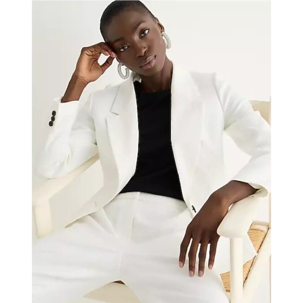 J.Crew Parke Blazer Stretch Linen White size 0 /XS $198 🔥